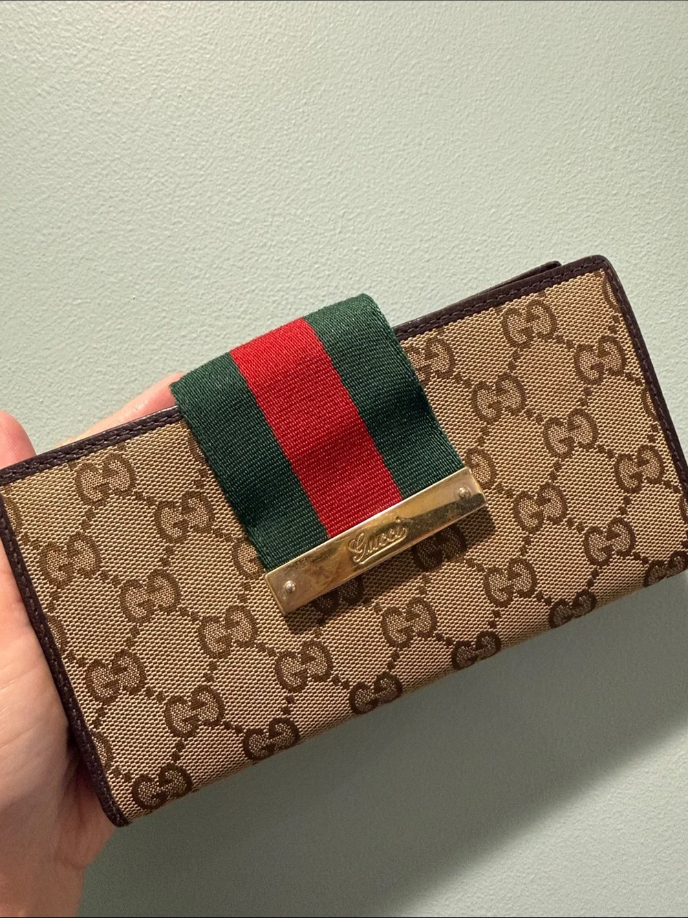 Gucci Brown GG Canvas Wallet with Sherry Line - Picture 3 of 12